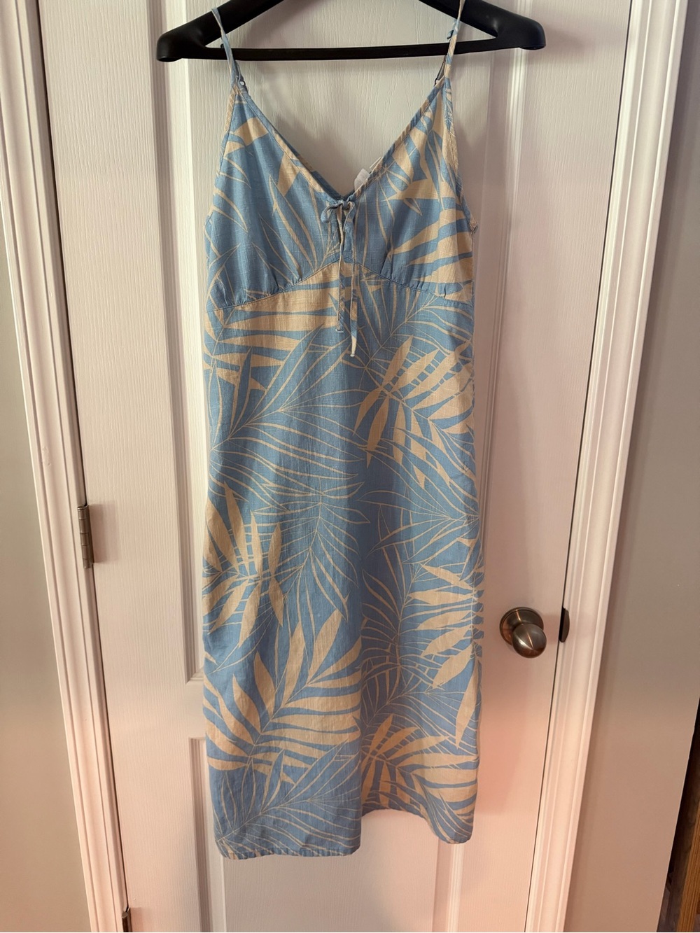 Roxy Blue and Cream Tropical Slip Midi Dress